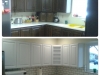 Two-toned refinished oak cabinets