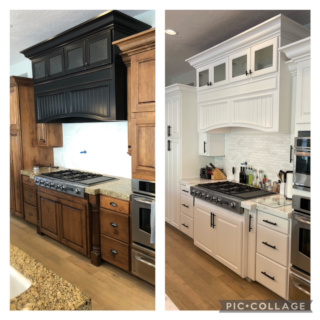 Image of before and after refinishing a kitchen